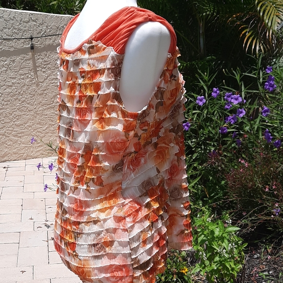 AGB Floral Design Ruffle Tank Top  Size  XL - Picture 3 of 11